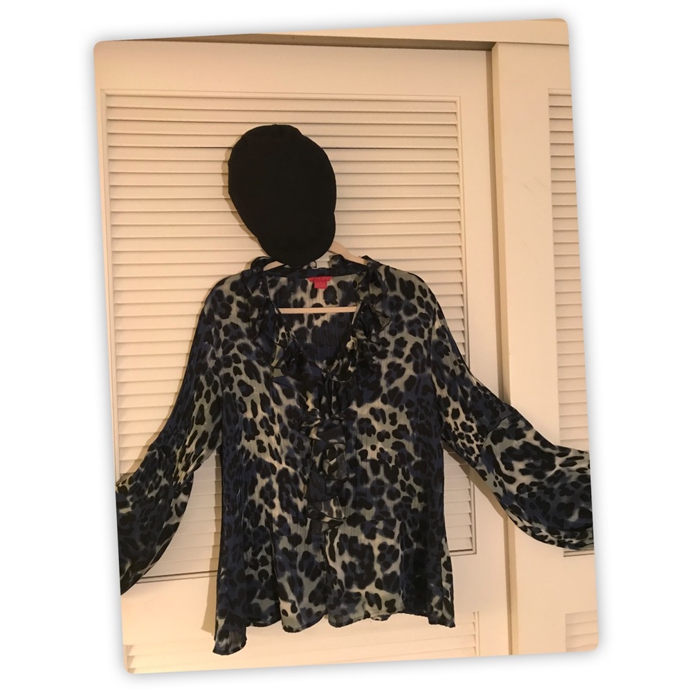 Flattering Sunny Leigh Cheetah Print Ruffle Blouse